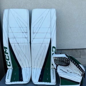 Remi Poirier Stars 35+3 CCM EFlex 7 Goalie Pads And Glove Pro Stock (Used) 31011