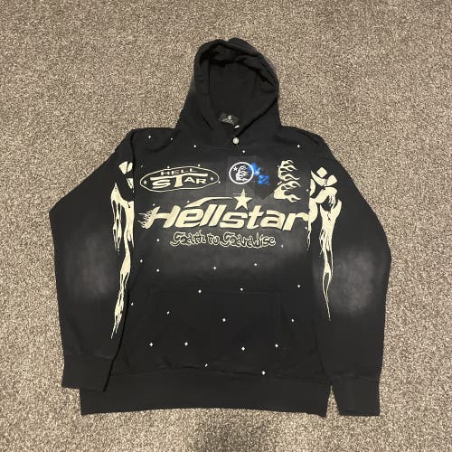 Black Hellstar Washed Racer Hoodie