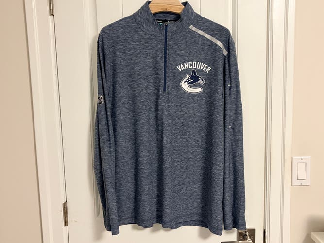 Authentic Fanatics Pro Vancouver Canucks Half Zip Long Sleeve Sweater Size XL