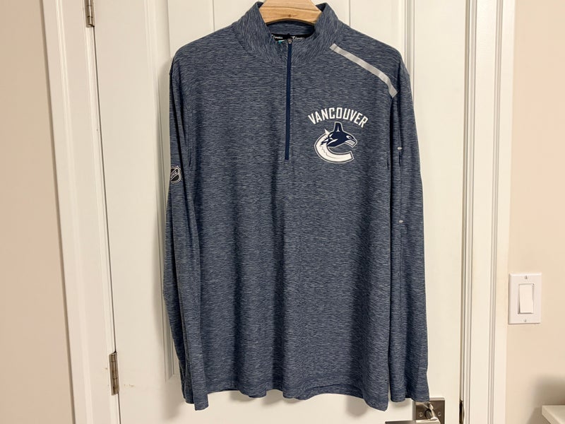 Authentic Fanatics Pro Vancouver Canucks Half Zip Long Sleeve Sweater Size XL