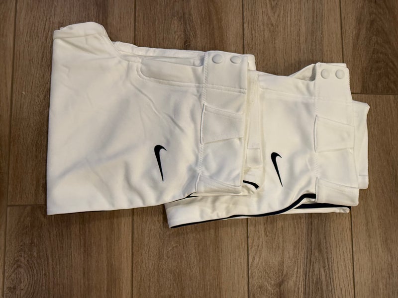 NEW Nike Boy's Vapor Select Piped YLG Baseball Pants, White/Navy (New)