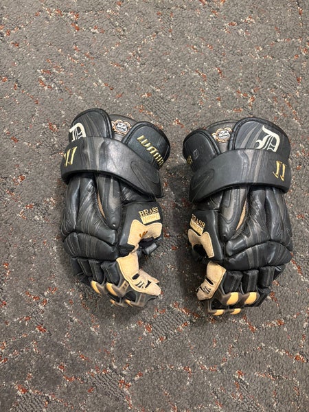 Vintage Detroit Warrior Brass Monkey Lacrosse Gloves 13"