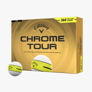 CALLAWAY CHROME TOUR 360 YELLOW STRIPE 2026 GOLF BALL DOZEN