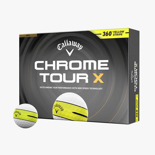 CALLAWAY CHROME TOUR X 360 YELLOW STRIPE 2026 GOLF BALL DOZEN