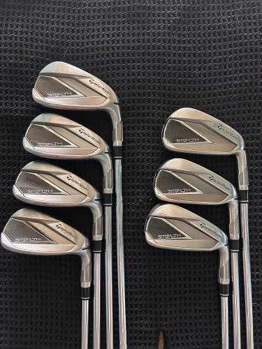 Men's 2022 TaylorMade Stealth Right Handed Iron Set Stiff Flex (7 Clubs) #5 - #9, PW, GW Steel Shaft