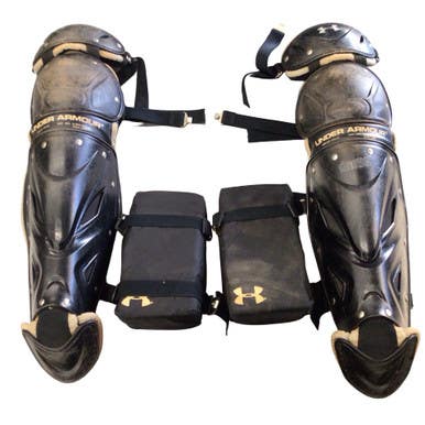Used Under Armour SHIN GUARDS Catchers Leg Guards Black Intermed 11760-S000086742
