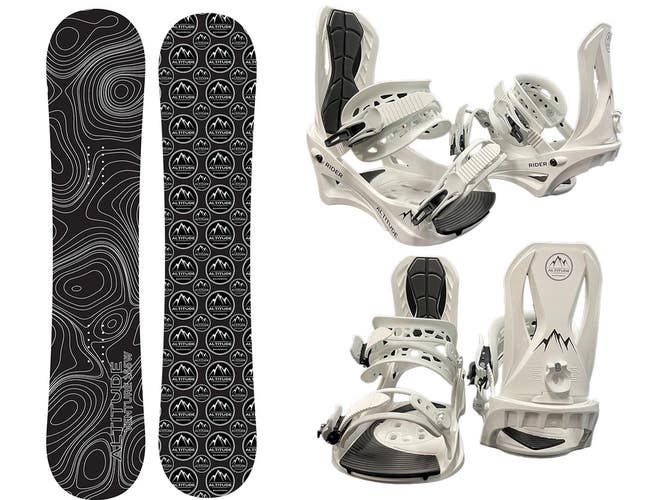 MEN'S ALTITUDE VENTURE SNOWBOARD BLACK + RIDER BINDINGS (WHITE) S/M 6-9