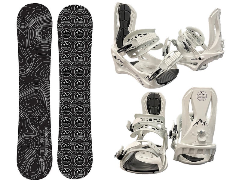 MEN'S ALTITUDE VENTURE SNOWBOARD BLACK + RIDER BINDINGS (WHITE) S/M 6-9