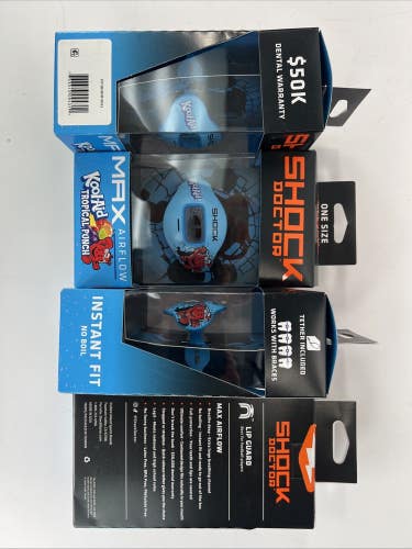 Pack of 4 Shock Doctor Max Airflow Football Lip Guard KoolAid Tropical Punch NEW