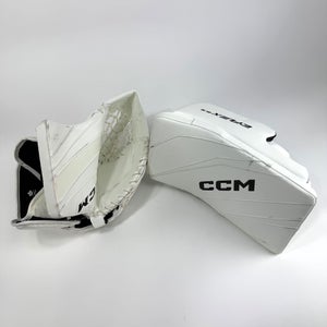 Like New All White Senior Eflex 5 and Eflex 6.9 Glove and Blocker Set - #J588