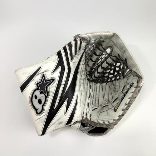 Used White and Black Brians Optik 2 Goalie Glove - #J586