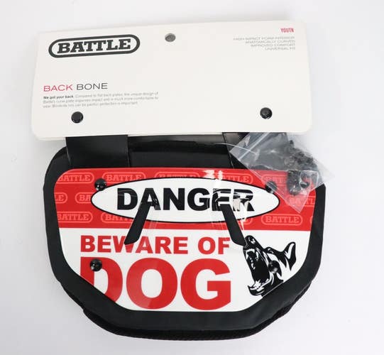 Battle Sports Beware of Dog Chrome Youth Football Back Plate NEW