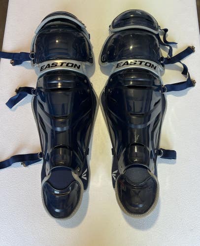 Easton Adult Gametime Elite 3 Catcher's Leg Guards Adult 15+ Navy NEW Read