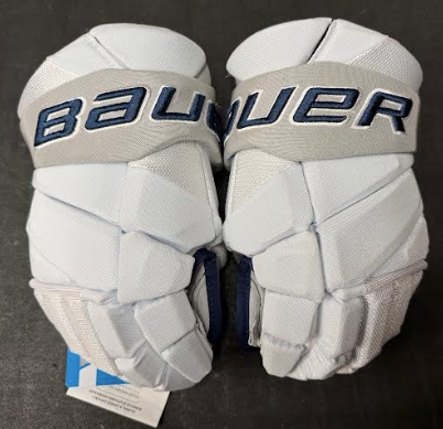 Brand New Pro Stock Bauer Vapor Hyperlite Gloves 13" White/Navy Blue Colour