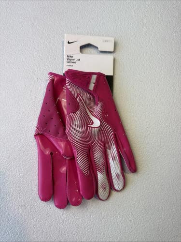 Nike Vapor Jet 8.0 Football Gloves Men's Lg Pink/White  (INV#11)