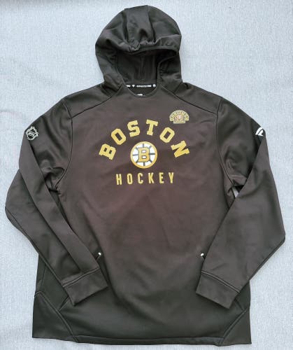 Boston Bruins Fanatics Centennial Lockup Authentic Pro Pullover Hoodie