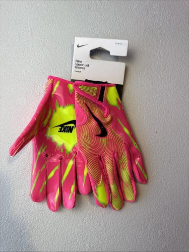 Nike Vapor Jet 8.0 Adult Size Medium Football Gloves Pink/Neon New 2025 (INV#15)