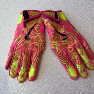 Nike Vapor Jet 8.0 Adult Size Lg Football Gloves Pink/Neon Yellow  (INV#17) READ
