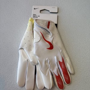 Nike Vapor Jet 8.0 Football Gloves Men's Medium White/Orang Color  (INV#24) READ