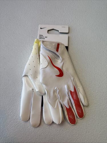 Nike Vapor Jet 8.0 Football Gloves Men's Medium White/Orang Color  (INV#24) READ
