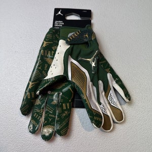 NIKE JORDAN FLY LOCK 2.0 FOOTBALL GLOVES GREEN/GOLD Mens Size LG (INV31)