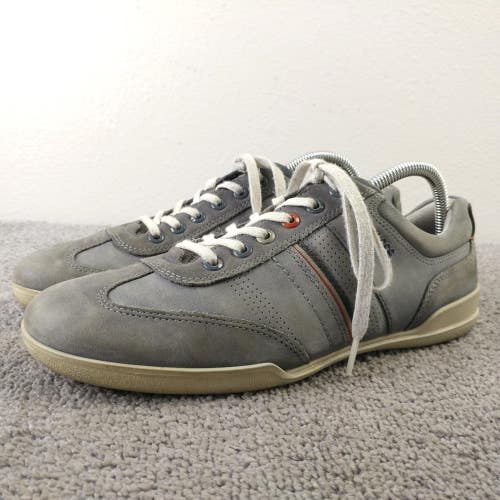 Ecco Enrico Retro Sneakers Mens Size 41 Shoes Low Top Gray Leather Lace Up