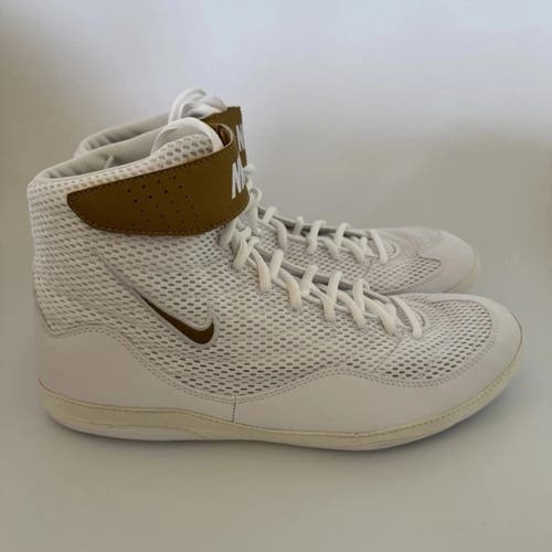 Nike Inflict Men’s Size 13.5 White/Metallic Gold Wrestling Shoes 325256-100 NEW