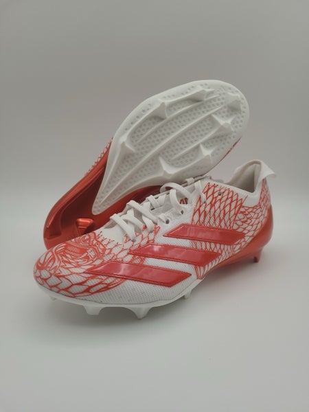 new men's 8 Adidas Adizero Electric White orange (snakeskin) Football Cleats IH8568