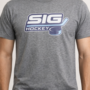 Grey SIG Hockey T-Shirt-Navy SIG Hockey Logo-XL