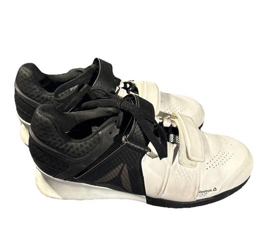 Reebok Legacy Lifter Women's 8.5 Black White Weightlifting Shoes Hook & Loop