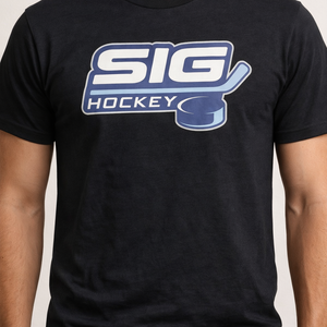 Black SIG Hockey T-Shirt-Navy SIG Hockey Logo-XL