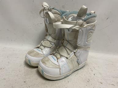 Used Salomon LINEA Girls Snowboard Boots White Junior 06 11855-S000198128
