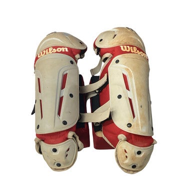 Used Wilson SHIN GUARDS Catchers Leg Guards Red And Grey Youth 11760-S000086789