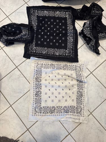 USED Bandana Lot - 1 White & 4 Black ALL INCLUDED