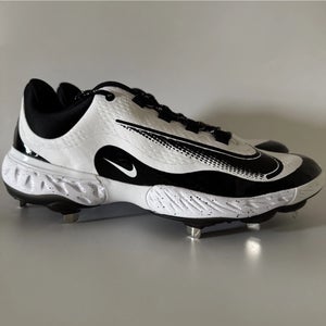 Nike Mens 13.5 Alpha Huarache Elite 4 Low Baseball Cleats White/Black FD2745-110