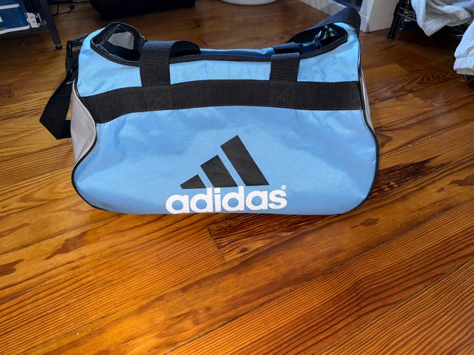 Adidas Diablo Small Duffel Gym Bag Travel Camp Blue/Black/White Unisex 2 Straps