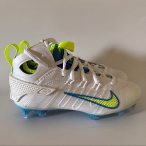 Nike Mens Size 9 Huarache 9 Elite Mid LAX SE Lacrosse Cleats White/Vivid Blue FV6149-100
