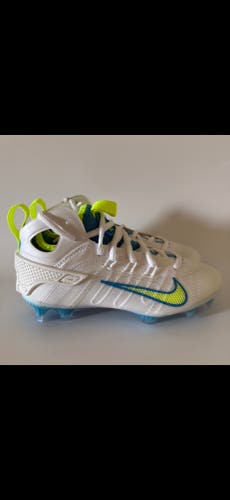 Nike Mens Size 9 Huarache 9 Elite Mid LAX SE Lacrosse Cleats White/Vivid Blue FV6149-100