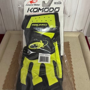 Yellow and Black Adult Medium Lizard Skins Batting Gloves (New)