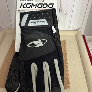 Black and Gray Adult Large Lizard Skins Batting Gloves (New)