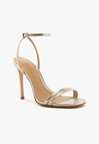 Schutz Altina Sandals Women's US 9 Gold Leather Ankle Strap Stiletto Heel RG015