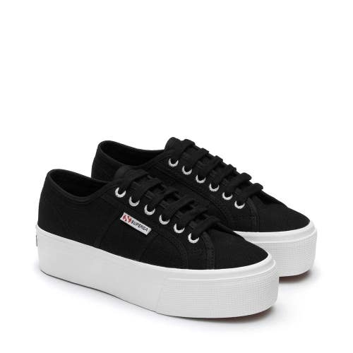 Superga 2790 S9111LW Sneakers Men's US 8 Black Lace Up Platform Shoes RG017