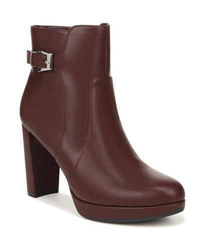 Naturalizer Braxton Boots Women's 11 Red Round Toe Block Heel Ankle Bootie RG082