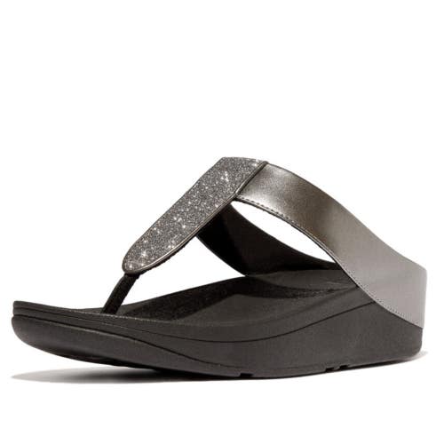 Fitflop Fino Glitterdust Sandals Women's US 10 Pewter Toe Post Flip Flop RG028