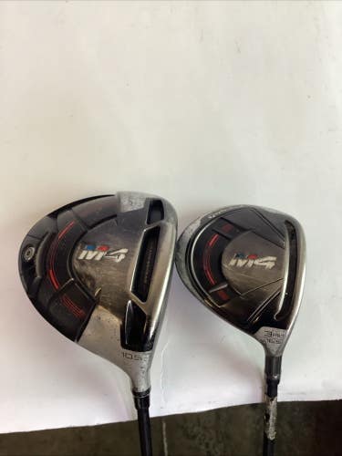 TaylorMade M4 Fairway Woods Set Driver & 3w With Atmos A Senior Graphite Shafts