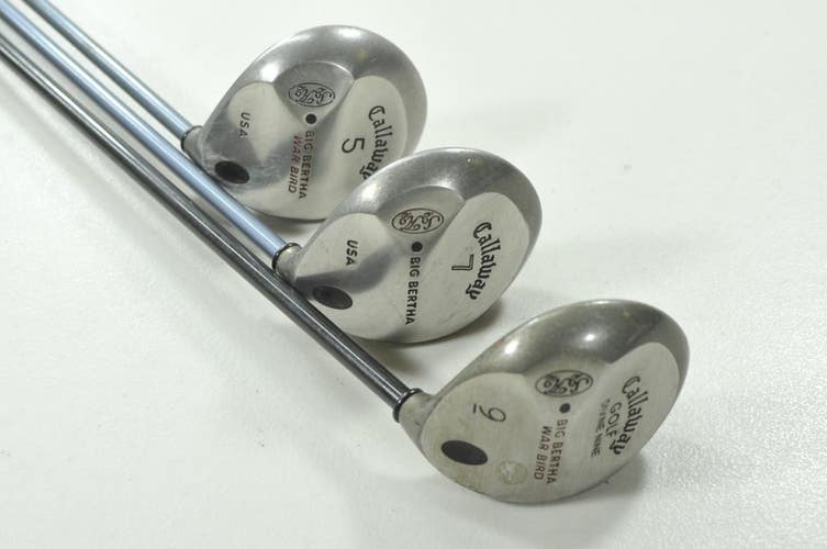 Callaway Big Bertha Warbird 5, 7, 9 Fairway Wood Set RH Firm Graphite # 209722