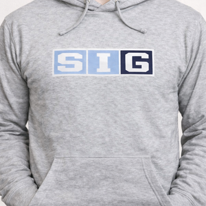 Light Grey SIG Hockey Hoodie-Navy SIG Box Logo-Large