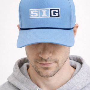 Powder Blue/Navy Rope SIG Hockey Golf Snapback-Navy SIG Box Logo