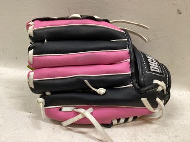 Used DICKS RH Throw Fastpitch Gloves Black And Pink 8" 11725-S000497005
