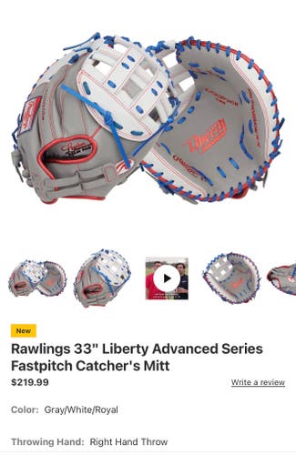 Rawlings RH Liberty Advanced Catcher's Glove 33" (New)